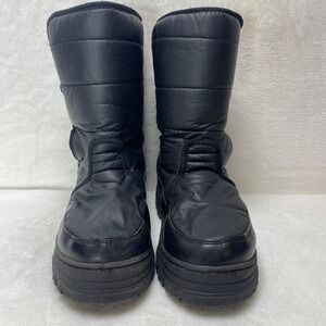 WFS Mens Black Puffer Snow Boots Waterproof Winter Warm Insulated Size 9